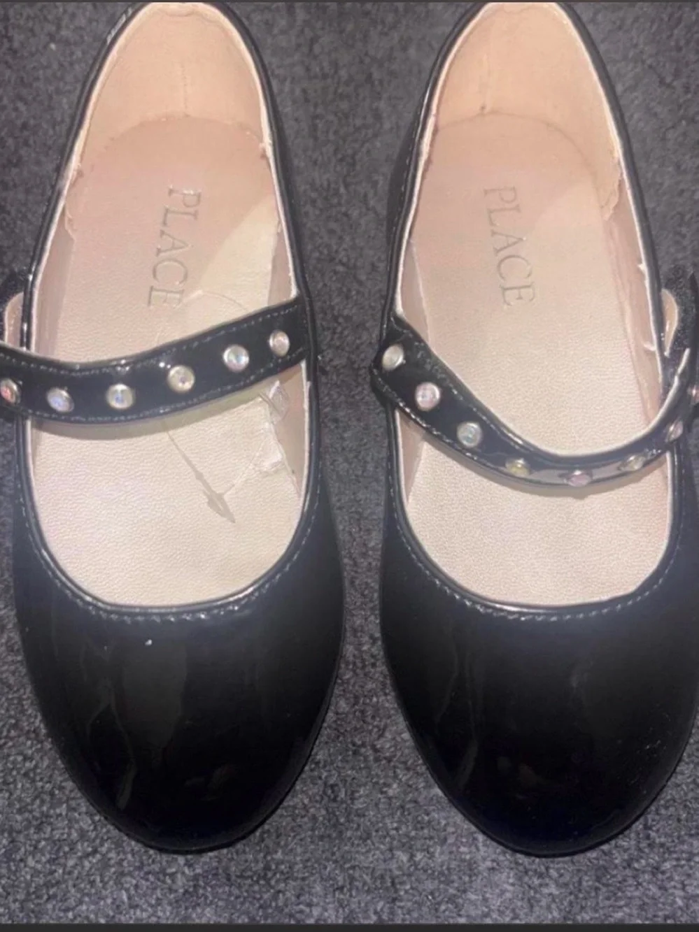 The Children's Place Black Patent Mary Janes with Jewel Strap